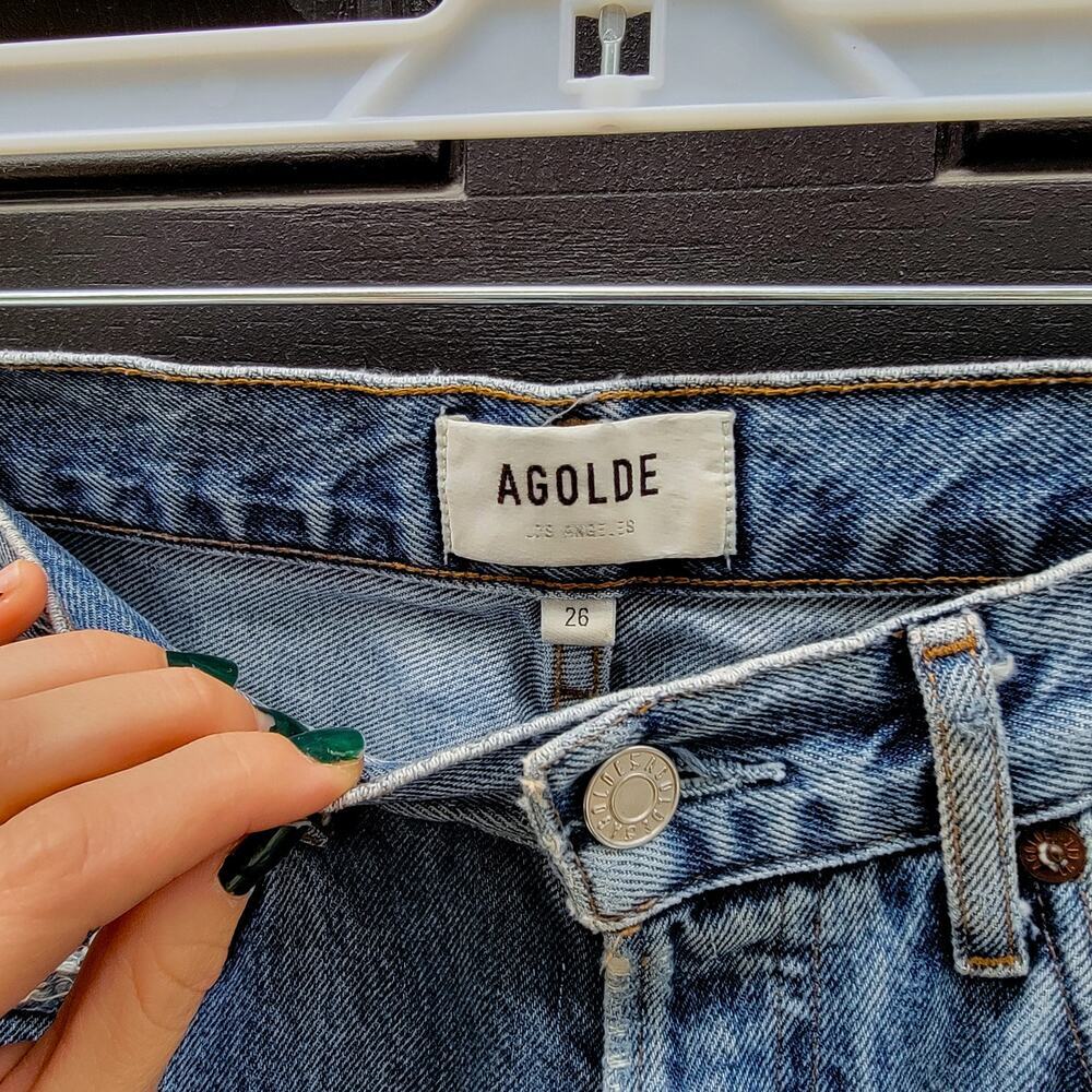 Agolde 90's Pinch Waist High Rise Straight Leg Jeans Button Fly Size Size 26 - Picture 6 of 8